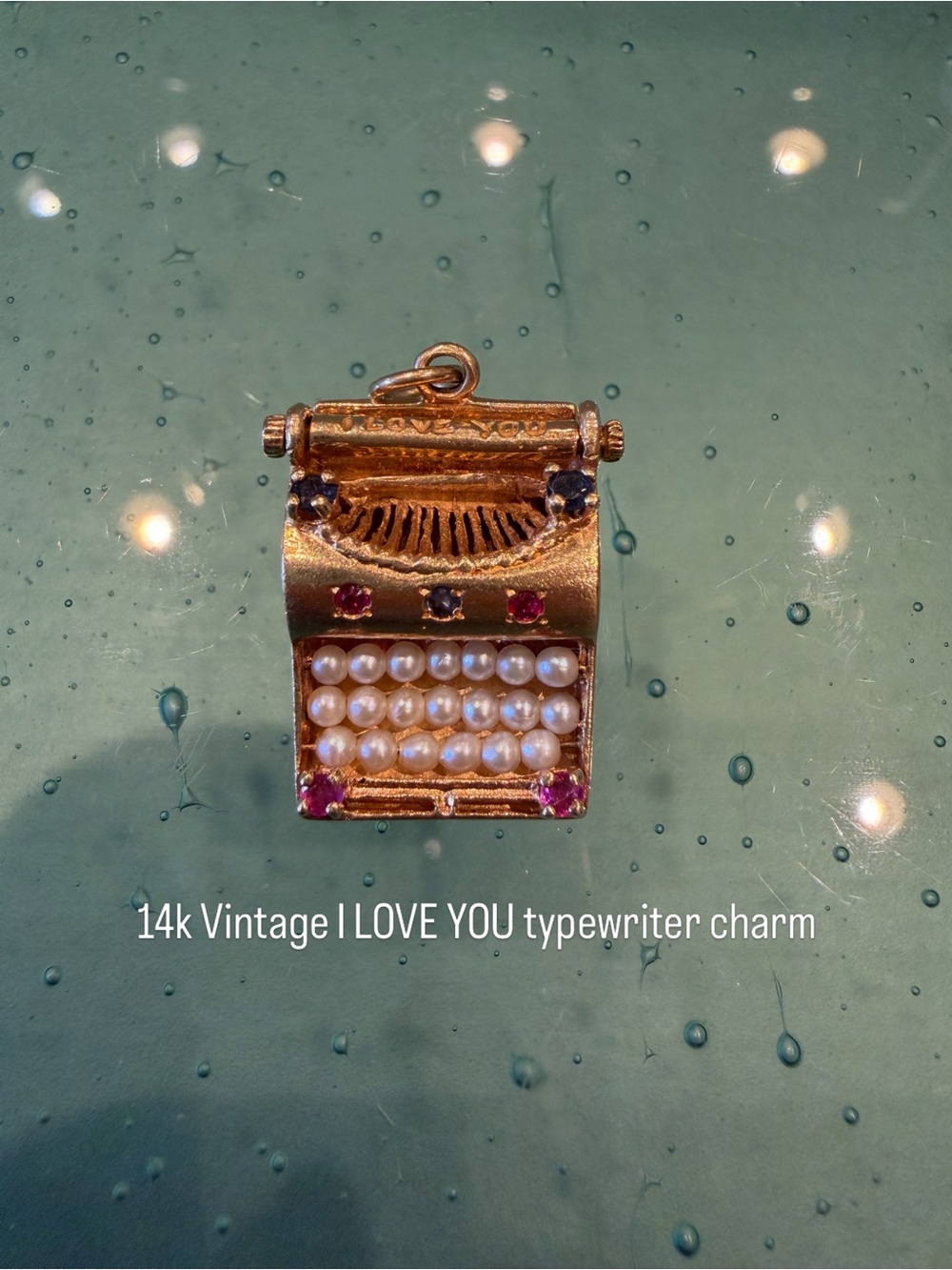14k Gold Vintage Typewriter Charm Pendant